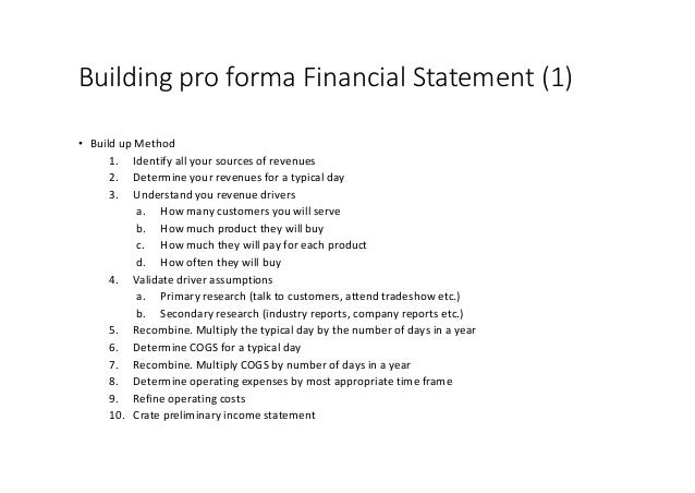 pro forma income statement