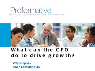 Wayne Spivak SBA * Consulting LTD What can the CFO do to drive growth? 
