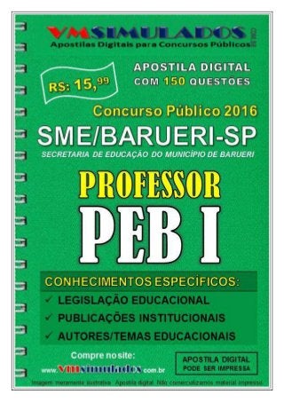 VMSIMULADOS.COM.BR
PROFESSOR PEB I ─ CONHECIMENTOS ESPECÍFICOS ─ SME/BARUERI/SP Site: www.vmsimulados.com.br 1
 