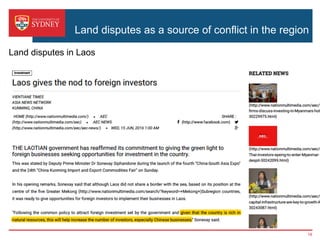 Land disputes as a source of conflict in the region
Land disputes in Laos
19
 