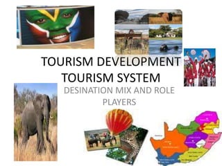TOURISM DEVELOPMENT
TOURISM SYSTEM
DESINATION MIX AND ROLE
PLAYERS

 