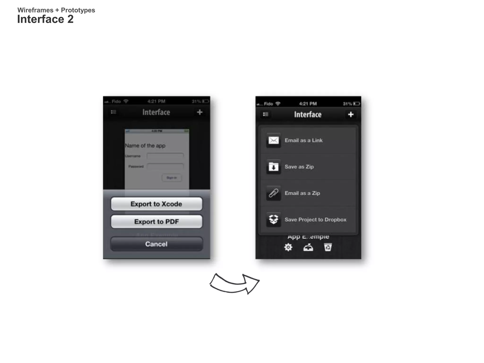 Interface 2
Wireframes + Prototypes
 