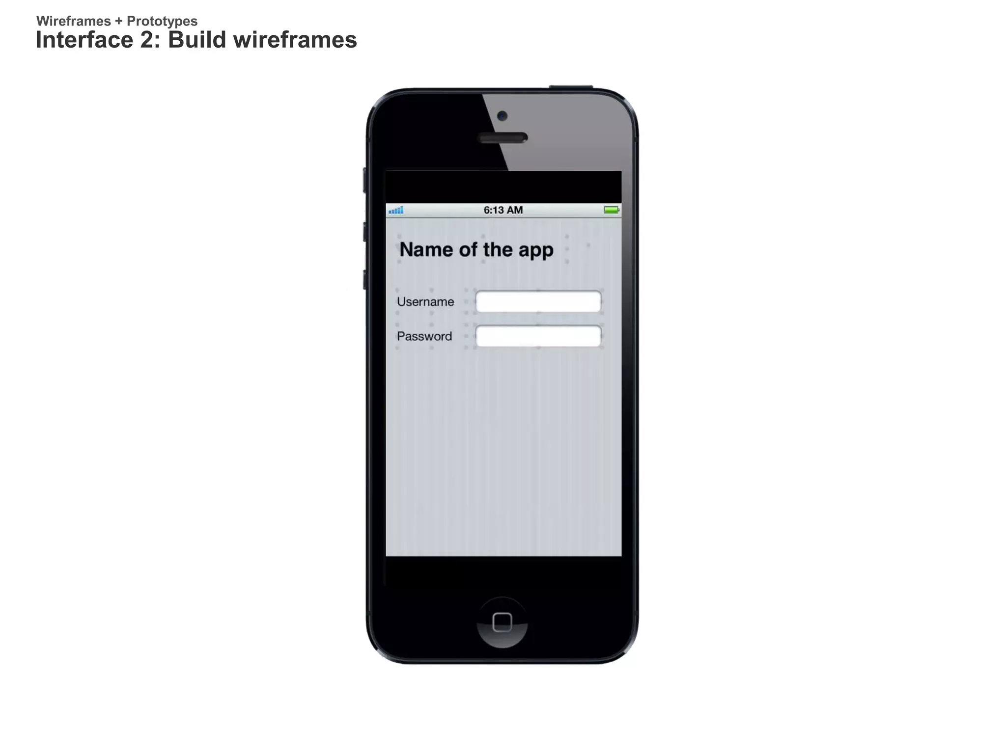 Interface 2: Build wireframes
Wireframes + Prototypes
 