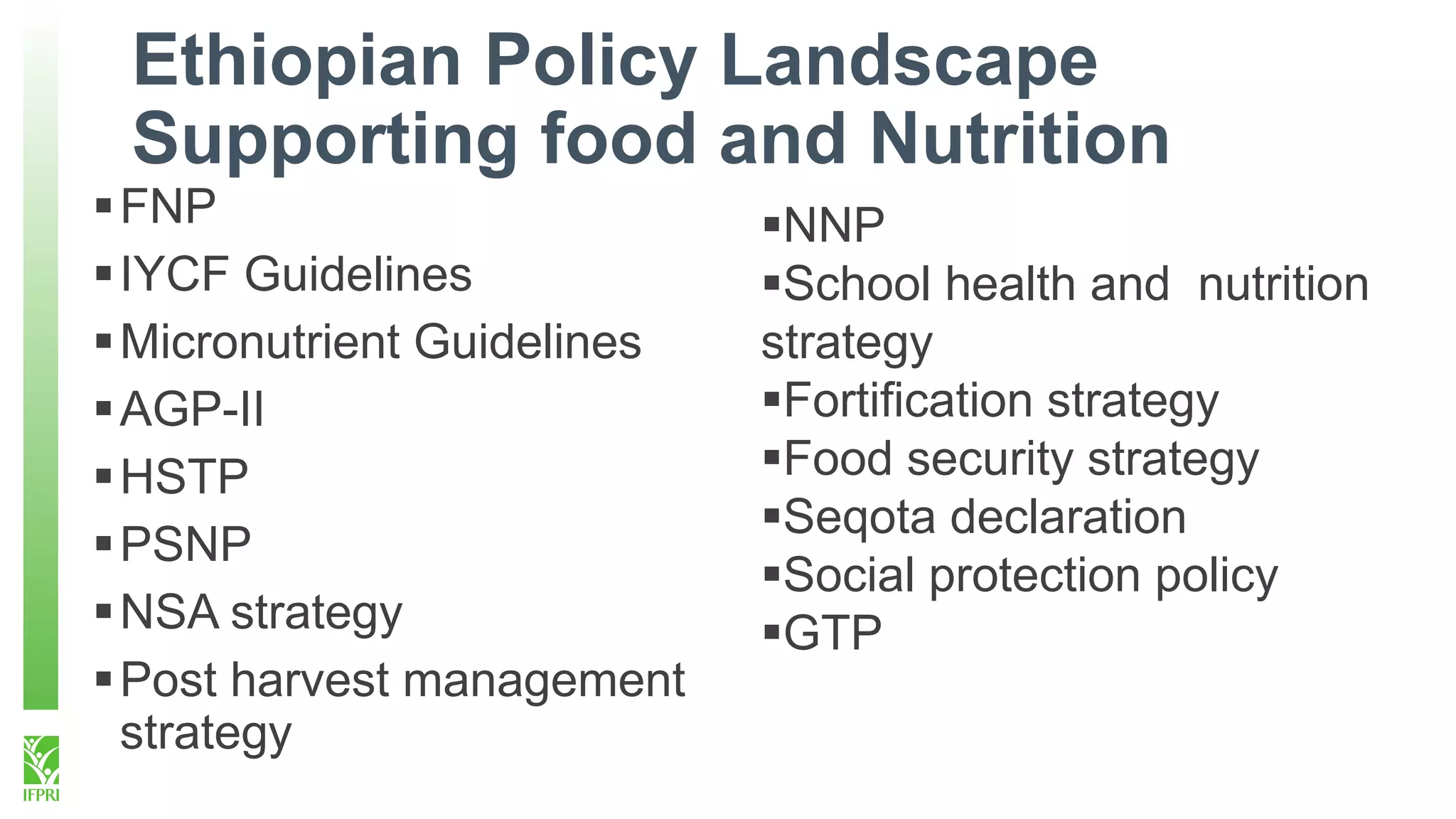 Policies and Programs on food and Nutrition in Ethiopia | PPTX