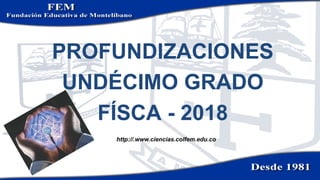 PROFUNDIZACIONES
UNDÉCIMO GRADO
FÍSCA - 2018
http://.www.ciencias.colfem.edu.co
 