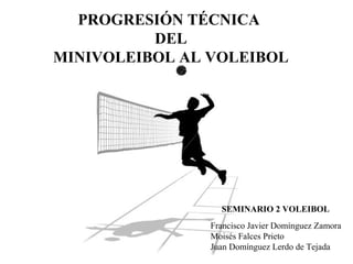 PROGRESIÓN TÉCNICA
          DEL
MINIVOLEIBOL AL VOLEIBOL




                  SEMINARIO 2 VOLEIBOL
                Francisco Javier Domínguez Zamora
                Moisés Falces Prieto
                Juan Domínguez Lerdo de Tejada
 