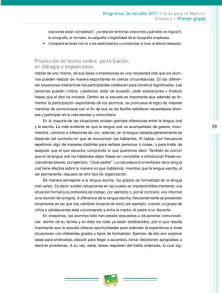 Programa de estudios 2011 primer grado primaria guía para el maestro | PDF