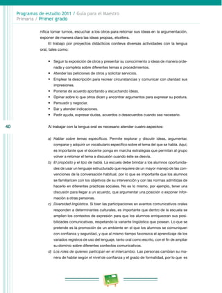 Programa de estudios 2011 primer grado primaria guía para el maestro | PDF