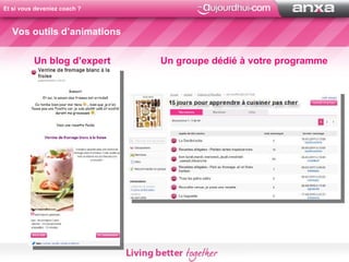 Un blog d’expert Un groupe dédié à votre programme  Vos outils d’animations Et si vous deveniez coach ? 