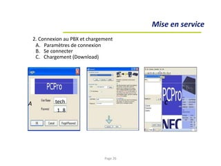 Mise en service
2. Connexion au PBX et chargement
A. Paramètres de connexion
B. Se connecter
C. Chargement (Download)
CA tech
1..8
Page 26
 