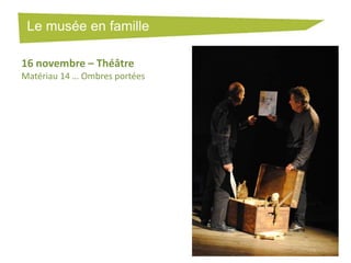 Le musée en famille
16 novembre – Théâtre
Matériau 14 … Ombres portées

 