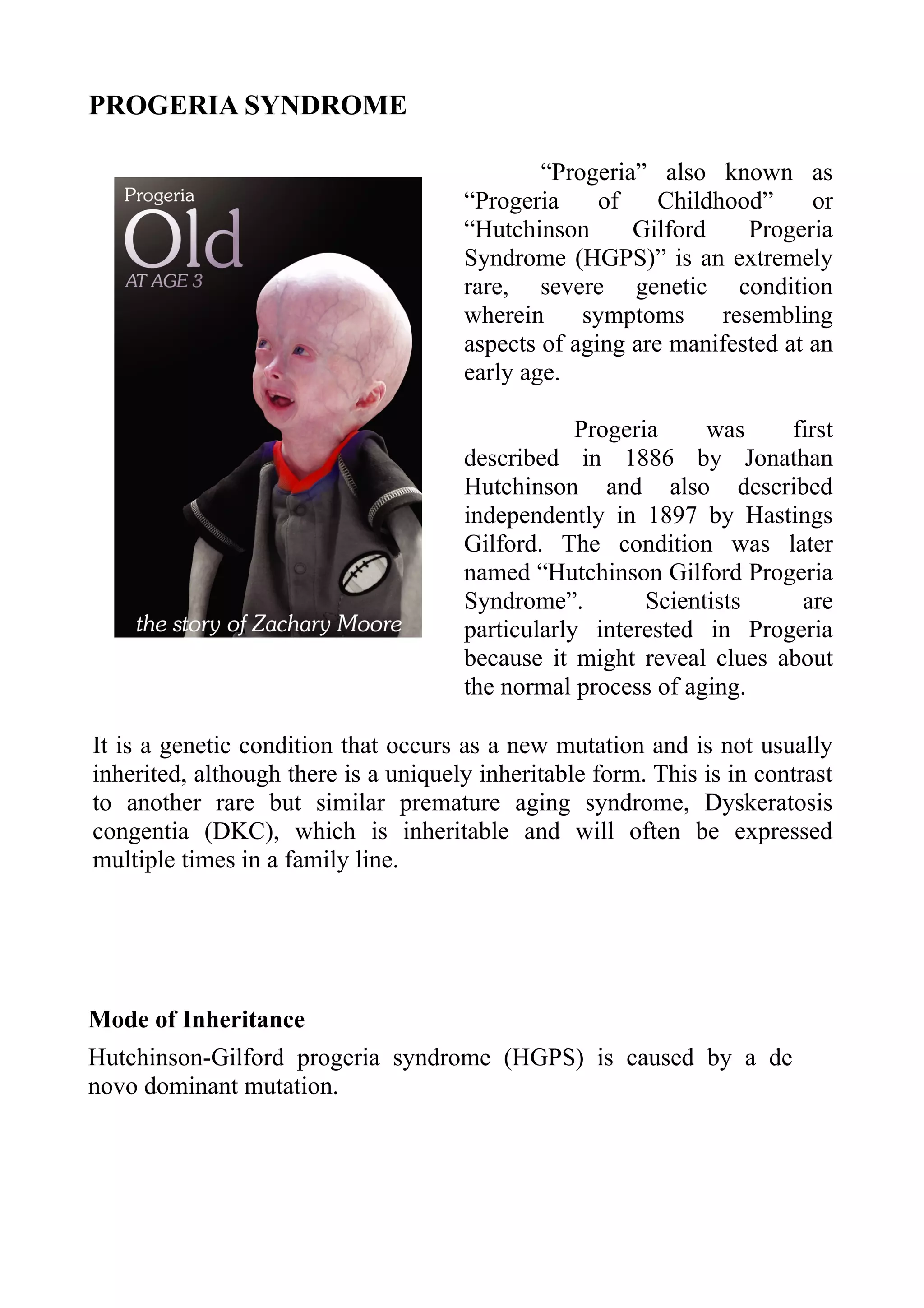 progeria mode of inheritance