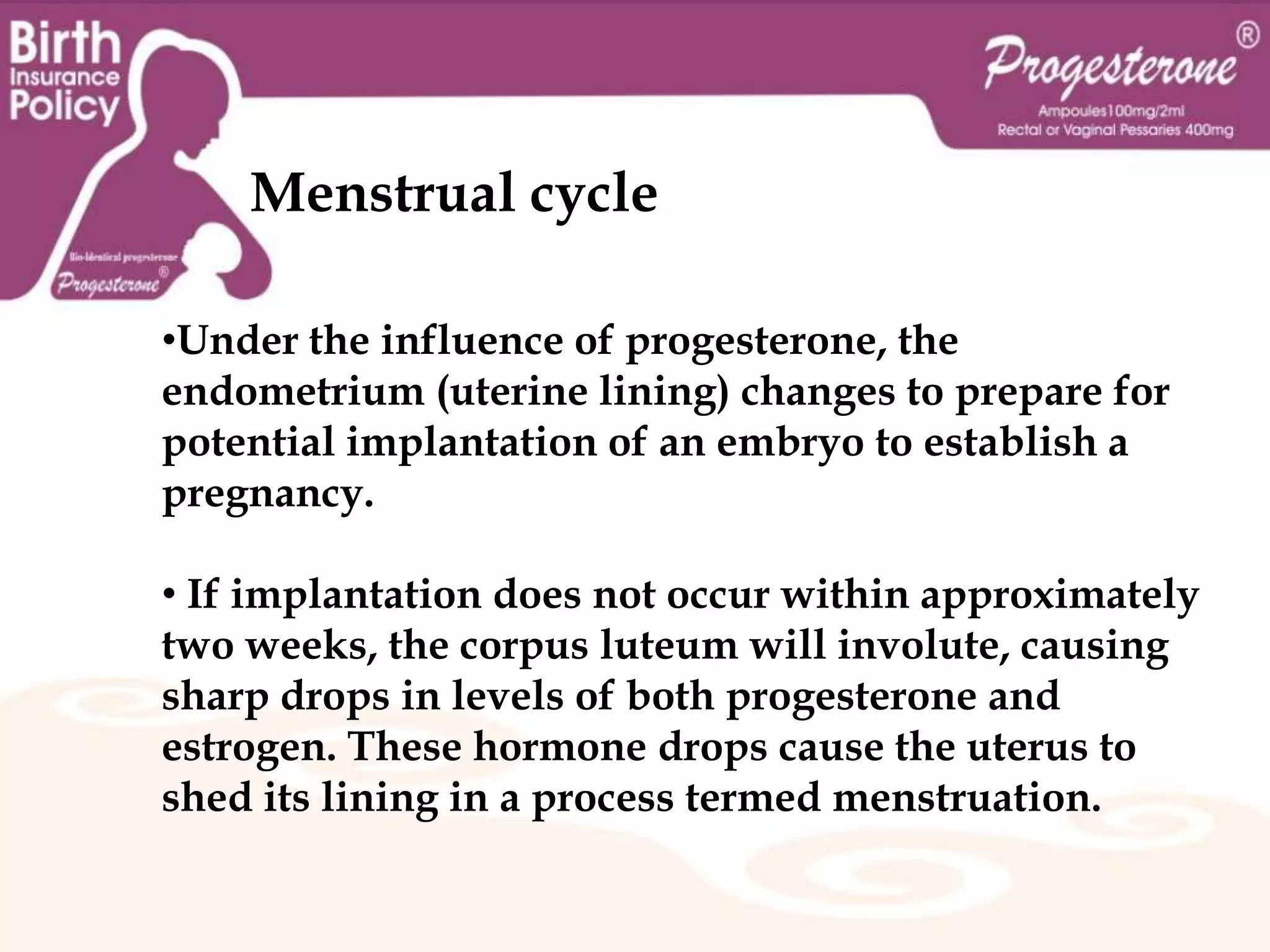 Menstrual cycles are counted from the first day of menstrual bleeding.Menstrual cycleStimulated by gradually increasing amounts of estrogen in the follicular phase, menses slow then stop, and the lining of the uterus thickens.