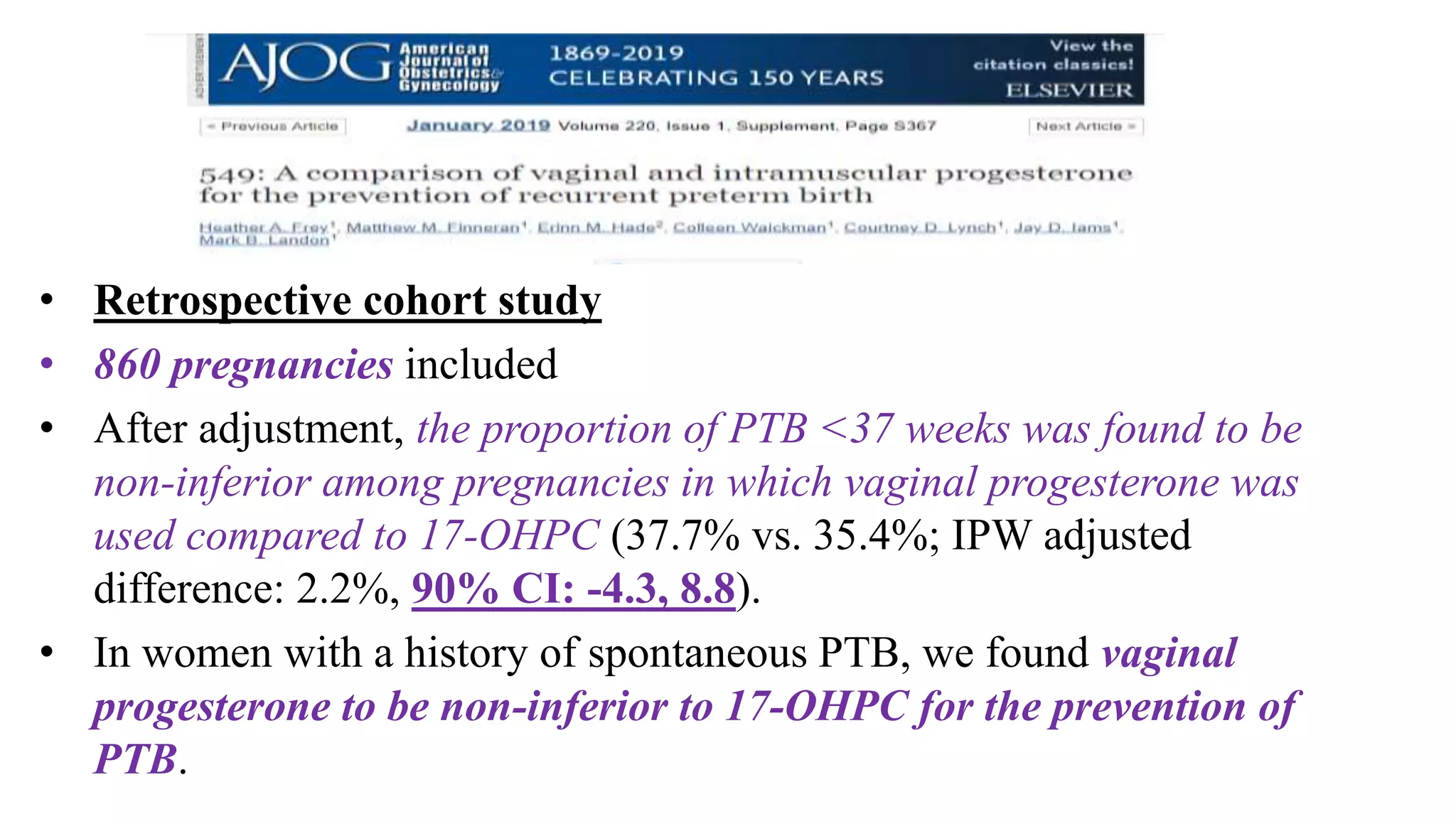 Role of Progesterone in Preterm Labour | PPTX
