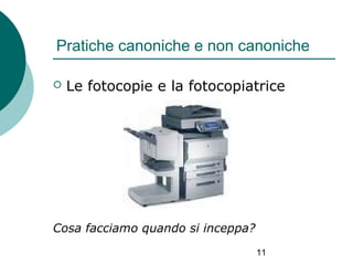 Pratiche canoniche e non canoniche


Le fotocopie e la fotocopiatrice

Cosa facciamo quando si inceppa?
11

 