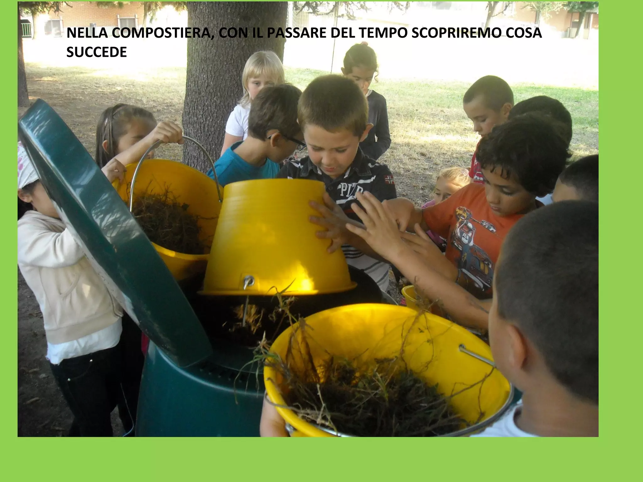 NELLA COMPOSTIERA, CON IL PASSARE DEL TEMPO SCOPRIREMO COSA 
SUCCEDE 
 