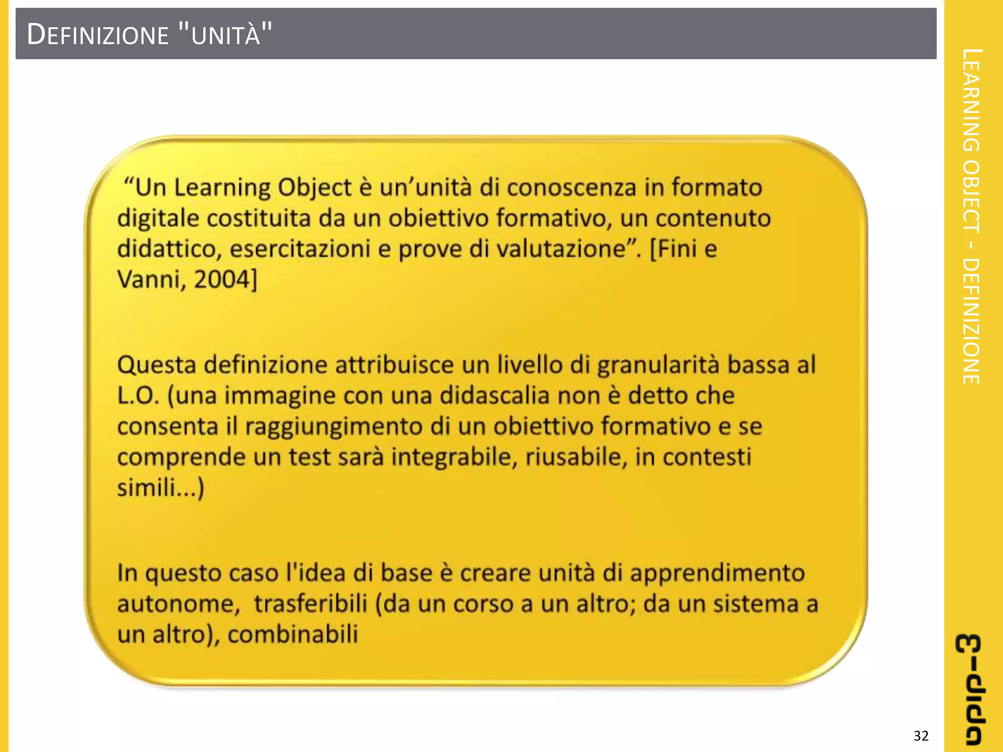 Learning object: Definizione - Progettazione - Realizzazione