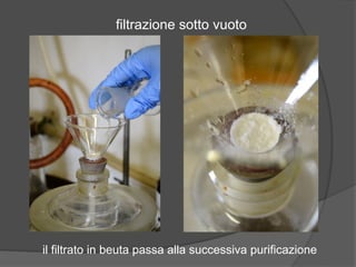 filtrazione sotto vuoto 
il filtrato in beuta passa alla successiva purificazione 
 