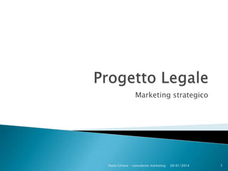 Marketing strategico

Paola Ghione - consulente marketing

20/01/2014

1

 
