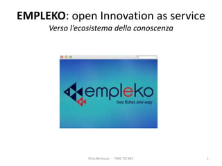 EMPLEKO: open Innovation as service 
Verso l’ecosistema della conoscenza 
Dino Bertocco - TIME TO NET 1 
 