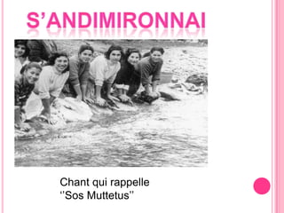 Sa Disisperada: un deschants plus recentsLa guitareLa guitare sarde, a descaractéristiquesparticulièresdûes à la forme de la caisseetlesdimensions plus grandes de celles de la guitarreclassique.Elle est généralementdécoréeavecdesmotifsfloraux, etsculptée.Sa tonalité,  appelée“ Sa Sarda” est differente,  parcequel’intonation est plus basse.
