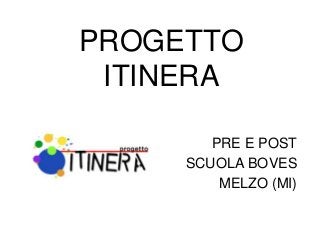 PROGETTO
ITINERA
PRE E POST
SCUOLA BOVES
MELZO (MI)
 