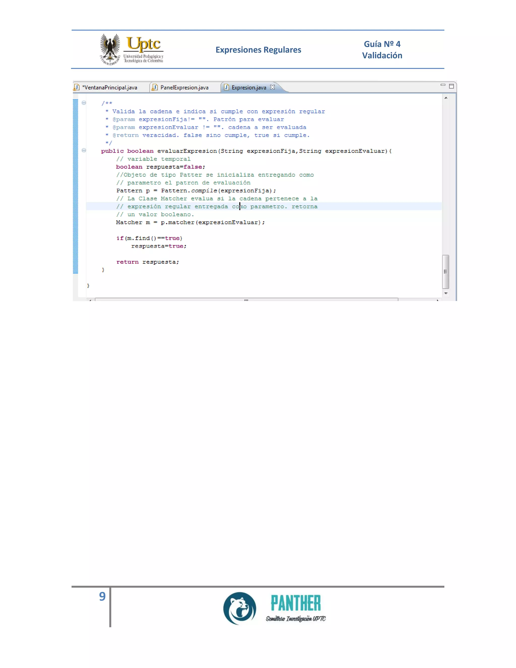 Expresiones Regulares
Guía Nº 4
Validación
9
 