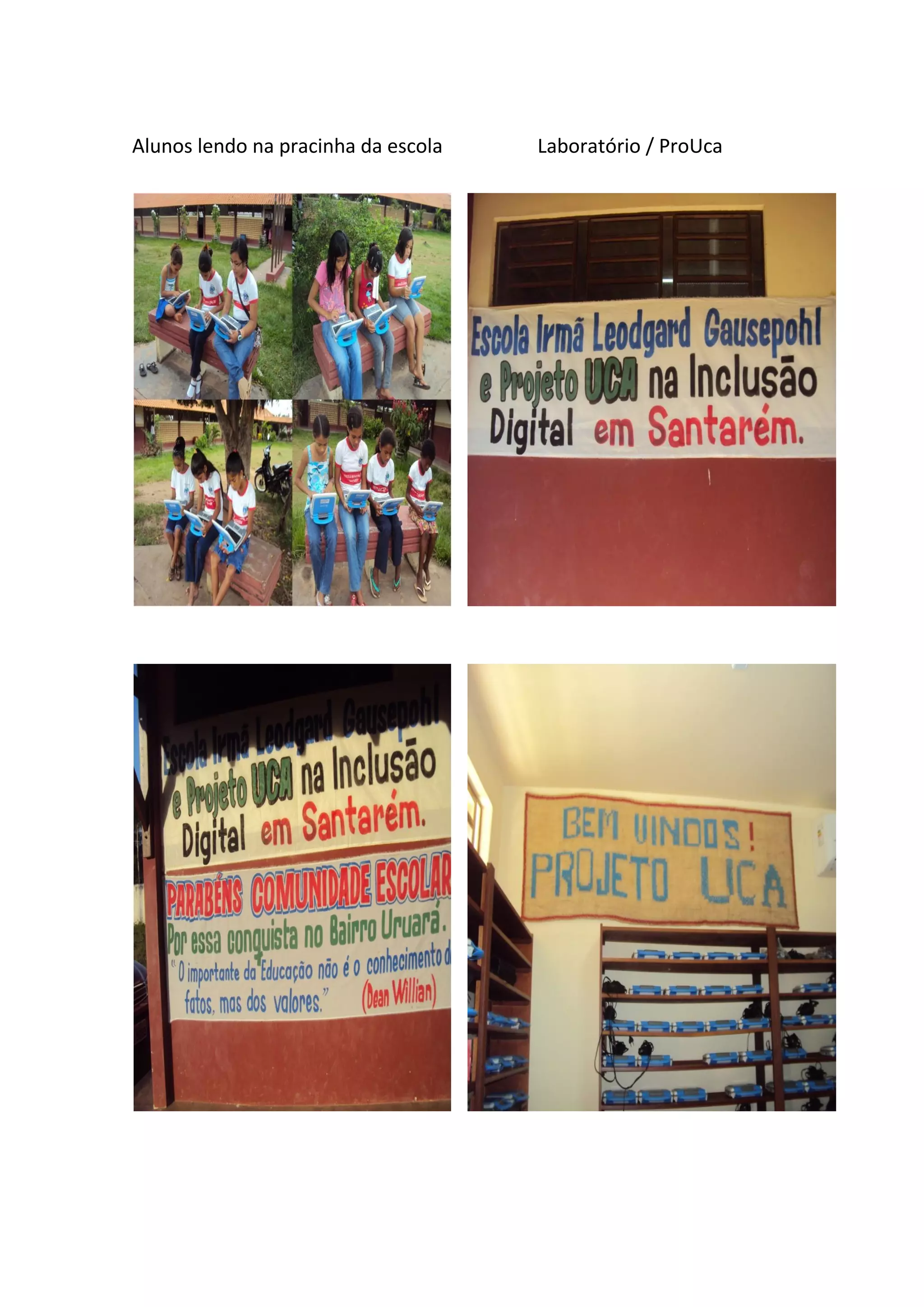 Alunos lendo na pracinha da escola Laboratório / ProUca
 