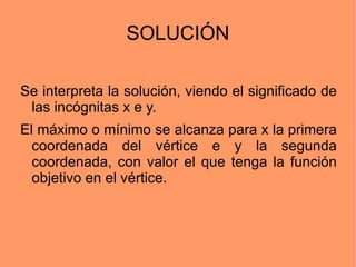 Determinación del máximo o mínimo según las rectas de nivel.