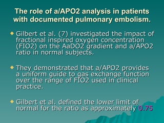 Prognostic Role Of Aa Do2 In Acute Pulmonary Embolism | PPT