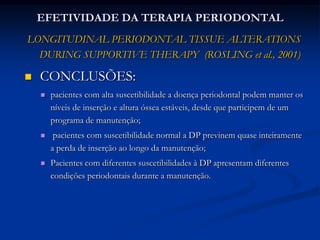 NG 78%HSG 20%HSG 80%PERDA DENTÁRIAPercentual de pacientes com suscetibilidade normal (NG) e alta suscetibilidade (HSG) que perderam dentes durante os 12 anos de manutenção.                                                     % pacientesNúmero de dentes