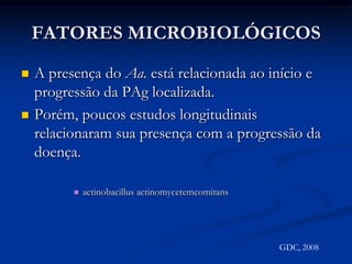 HIVPesquisas epidemiológicas tem demonstrado maior perda óssea e de inserção em pacientes infectados pelo HIV.O efeito do HIV no prognóstico da periodontite crônica continua sem solução.Como o HIV afeta o prognóstico periodontal a longo prazo???GDC, 2008