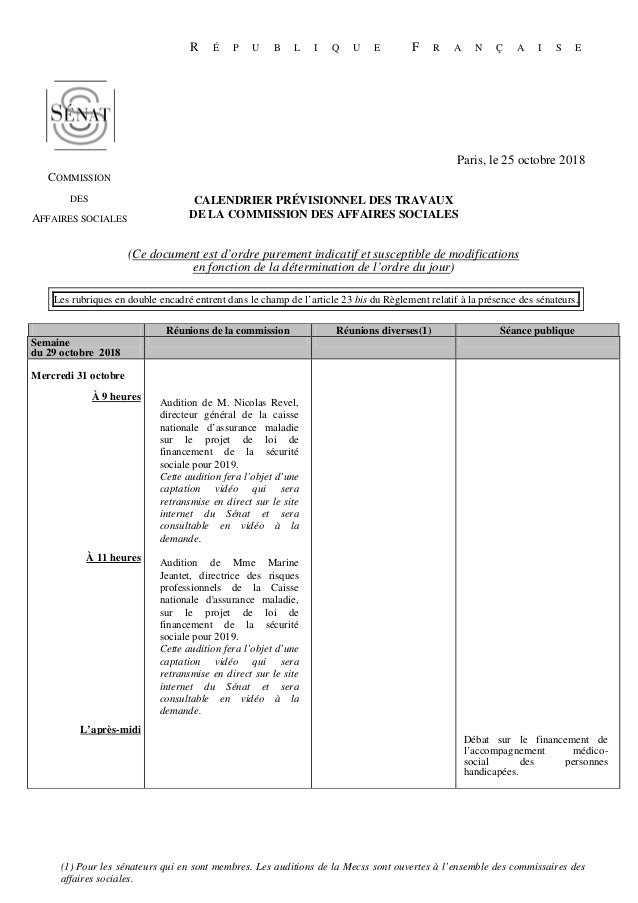 Commission des affaires sociales au Sénat