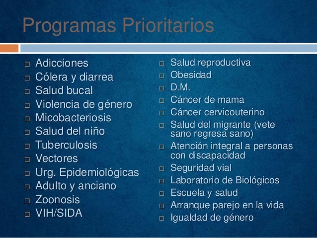 Programas prioritarios de Salud