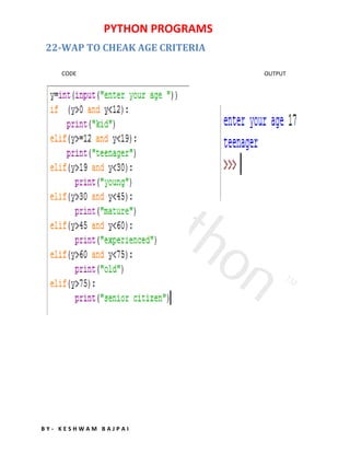 program-in-python-by-keshwam(1).pdf gggg | PDF
