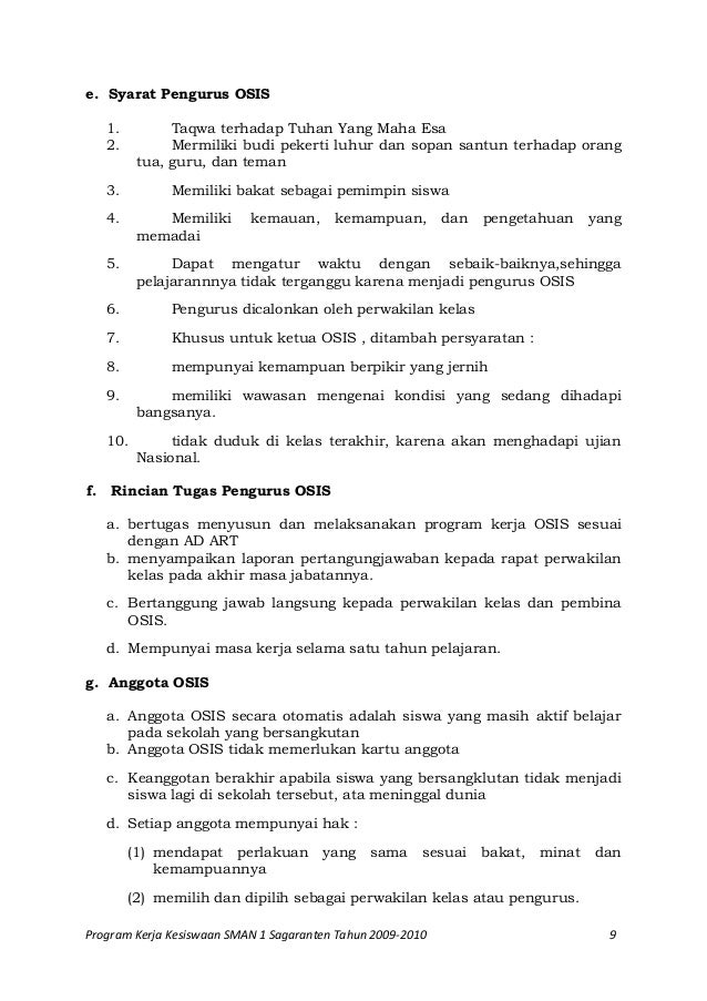 Contoh program kerja osis bidang olahraga