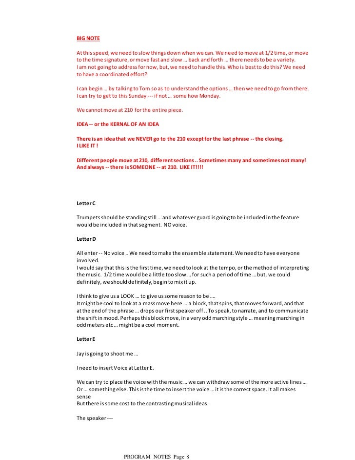 Program Notes Closer
