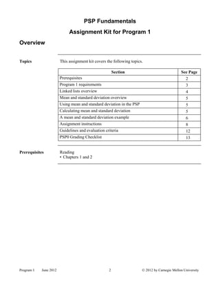 Program 1 assignment kit | PDF
