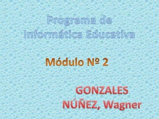 Programa de Informática Educativa Módulo Nº 2 GONZALES NÚÑEZ, Wagner 