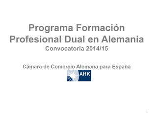 Programa Formación
Profesional Dual en Alemania
Convocatoria 2014/15
Cámara de Comercio Alemana para España
1
 