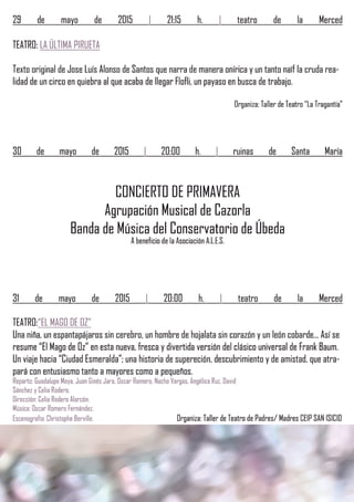 Programa Primavera Cultural 2015 en Cazorla