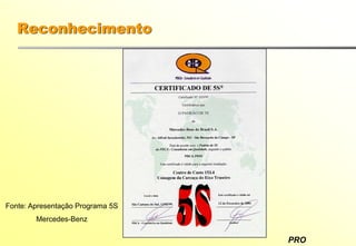 PRO
Fonte: Apresentação Programa 5S
Mercedes-Benz
Reconhecimento
 
