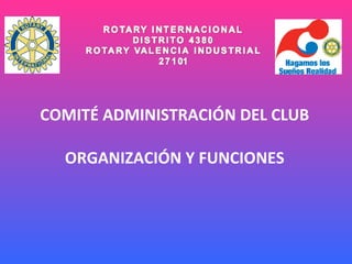 COMITÉ ADMINISTRACIÓN DEL CLUB ORGANIZACIÓN Y FUNCIONES 