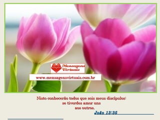 Nisto conhecerão todos que sois meus discípulos:Nisto conhecerão todos que sois meus discípulos:
se tiverdes amor unsse tiverdes amor uns
aos outros.aos outros.
João 13:35João 13:35
www.mensagensvirtuais.com.brwww.mensagensvirtuais.com.br
 
