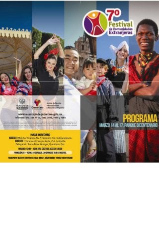 Programa 7mo. Festival de Comunidades Extranjeras en Querétaro