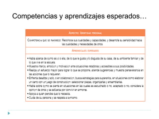 Competencias y aprendizajes esperados…
 
