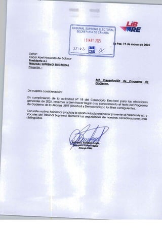 PROGRAMA DE GOBIERNO ALIANZA LIBERTAD Y DEMOCRACIA