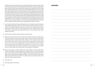 Sara Maria Mariano Ferreira, Saulo de Castro Abreu Filho, Sebastião N. Oliveira, Selena Maria Silva, Sergio     ANOTAÇÕES
     Artur de Souza Campos, Sergio Aveleda, Sergio Benatti, Sergio Carlos Filho, Sergio Cotait, Sergio Jacobini,
     Sergio José Ribeiro, Sergio Lornazzi, Sérgio Maranhão, Sérgio Marques, Sergio Martins de Oliveira, Sergio
     Pereira, Sérgio Rosemberg, Sérgio Sá, Sergio Saraiva Martins, Sergio Seibel, Sergio Teixeira Alves, Sérgio
     Tiezzi, Shirley Holanda, Sideval F. Aroni, Sidney Beraldo, Sidney P. Silva, Silda Bastos Onoda, Silmara P. S.
     Furtado, Silvana Augusto, Silvana Graciani, Silvana Lucena dos Santos Drago, Silvana Ribeiro de Faria, Silvio
     Ferreira, Silvio Lúcio F. Nassaro, Silvio Torres, Silvio Vasconcellos, Simone Machado, Simone Mariar, Simone
     R. de Abreu, Simone Scorsato, Solange Aparecida Gonçalves, Solange Cibok, Solange Honório Lelev, Solange
     Menzel, Solange Teresa Galleti, Solimar F. Reche, Sônia Aparecida de Souza Munhoz, Sonia Maria de Cillo,
     Sonia Raquel W.C. M. Leal, Sonia Regina A. Caldas Medeiros de Sá, Sonia Regina Barbosa Laselva, Stela
     Goldenstein, Suélen Moutinho Sapucahy de Souza, Sueli Aparecida Paula Mondini, Sueli Chaves Eguchi,
     Suraia A. Fernandes, Susi Maria Ventura, Suzana Caroline Ribeiro Taylor, Sylvia A. M. Soares,.

T    Tania Cristina Silva Cândido, Tania Lago, Tatiana Bernardo, Tatiana Evangelista, Tatiane Dias Serralheiro,
     Telma Chabel de Mello, Telmo Carvalho e Silva, Teresa D’Aprile, Teresa de Andrade Moreira, Tereza C.
     S. Moraes, Thais Rodrigues Mangabeira, Thais Simi, Thaisa Alves D. Jesus, Thalita Laís de Lima Passos,
     Thayna Ramos A. Feitosa, Theosmir V. da Silva, Thiago Jesus dos Santos, Thiago Lobo, Thierry Besse,
     Tiago Gorgatti, Tiago Pavinatto, Tomás Wissenback, Tomaz Levy Fry, Toni Sandi Oliveira, Trajano
     Conrado Carneiro Neto.

U    Uanderlu B. da Silva, Ubirajara Dantas de Medeiros, Ulysses dos Santos.

V    Vagner Ap. Silva, Vagner Silva, Valdecir Carlos Tadei, Valdir Assef Junior, Valdir Ferreira, Valdir Suzano,
     Vale Verde, Valeria Adas, Valmir Gomes de Melo, Valquir N. Jesus, Valter Andre, Valter de Oliveira,
     Vanderlei Bento Barbosa, Vanderley Batista da Silva, Vanderley I. da Silva, Vanderli Assunção Ferrarez,
     Vanessa Padiá de Souza, Vanessa S. Santos, Vanessa Silva Pinto, Vanessa Tordino, Vânia de Carvalho
     Ferreira, Vera Lucia Alves, Vera Lúcia Bagnolesi, Vera Lucia de Lucena Bussinger, Vera Lucia M. Marques,
     Vera Lucia Martins Sette, Vera Lúcia Nogueira de Sá, Veridiana M. G. A. Lopes, Victor M. L. Ferreira,
     Vilma Lima, Vilma Portella, Vinicíus Gomes, Vinícius Silva Caruso, Vininha de Moraes, Vitoria Brasília
     de Lima, Viviane de Oliveira Porto, Vladir Bartalini, Vlamir Antequera, Voof Steinbaum.

W Wagner Gama, Wagner Gui Tronolone, Wagner Luiz de Paula, Waldecir N. Pelissoni, Waldir Moura
     dos Santos, Waldir Soalheiro Segura, Walquiria Moraes, Walquiria Oliveira de Assis, Walter Feldman,
     Walter Lazzarini, Walter Luiz Teixeira, Walter R. Saggio, Walter Tadeu Hardt A. Siqueira, Walter Tesch,
     Wanda Gomes, Wandenir Hilmar Dominiqueli, Wanderley L. Assis, Wania Adivani de Oliveira Gomes,
     Weida M. Stabile, Welbi Maia Brito, William Cruz, Willian Quilice Lima, Wilson Aparecido Prattes,
     Wilson Elias Almeida, Winnie dos Santos.

Y    Yara Cunha Costa.

Z


68                                                                                                                               69
 