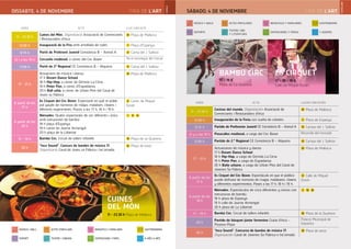 FIRA DE L’ART
CASTELLANO
CATALÀ
ESPORT
MÚSICA I BALL
TEATRE I CINEMA
ACTES POPULARS
EXPOSICIONS I FIRES
INFANTILS I FAMILIARS
A MÉS A MÉS
GASTRONOMIA
FIRA DE L’ART
HORA ACTE LLOC/UBICACIÓ
11 - 23.30 h
Cuines del Món. Organització: Associació de Comerciants
i Restauradors d'Inca
10 Plaça de Mallorca
12.00 h Inauguració de la Fira amb amollada de coets 1 Plaça d’Espanya
12.15 h Partit de Preferent Juvenil Constància B – Arenal A 41 Camp del J. Sallista
12 i a les 19 h Cercavila medieval, a càrrec del Circ Bover Tot el recorregut del mercat
17.00 h Partit de 2ª Regional CE Constància B – Alqueria 41 Camp del J. Sallista
17 - 21 h
Actuacions de música i dansa:
17 h Dream Dance School
18 h Hip-Hop, a càrrec de Gimnàs La Cima
19 h Peter Pan, a càrrec d’Espaidansa
20 h Ball urbà, a càrrec de Urban Peis del Casal de
Joves sa Fàbrica
10 Plaça de Mallorca
A partir de les
17 h
Es Cirquet del Circ Bover. Espectacle en què el públic
pot gaudir de números de màgia, malabars, clowns i
diferents experiments. Passis a les 17 h, 18 h i 19 h.
6 Carrer de Miquel
Duran
A partir de les
18 h
Nòmades. Quatre espectacles de circ diferents i únics
amb estructures de bambú:
18 h plaça d’Espanya
19 h carrer de Jaume Armengol
20 h plaça de la Llibertat
1 15 19
17 - 19 h Bambú Circ. Circuit de tallers infantils 18 Plaça de sa Quartera
20 h
"Inca Sound". Concurs de bandes de música 17.
Organització: Casal de Joves sa Fàbrica i Inc’omodo.
32 Plaça de toros
DISSABTE, 4 DE NOVEMBRE SÁBADO, 4 DE NOVIEMBRE
DEPORTE
MÚSICA Y BAILE
TEATRO, CINE
Y LITERATURA
ACTOS POPULARES
EXPOSICIONES Y FERIAS
INFANTILES Y FAMILIARES
Y ADEMÁS
GASTRONOMÍA
ESPORT
MÚSICA I BALL
TEATRE I CINEMA
ACTES POPULARS
EXPOSICIONS I FIRES
INFANTILS I FAMILIARS
A MÉS A MÉS
GASTRONOMIA
CUINES
DEL MÓN
11 - 23.30 h Plaça de Mallorca
BAMBÚ CIRC
17 - 19 h
Plaza de La Quartera
ES CIRQUET
17 - 18 - 19 h
Calle de Miquel Duran
HORA ACTO LUGAR/UBICACIÓN
11 - 23.30 h
Cocinas del mundo. Organización: Associació de
Comerciants i Restauradors d'Inca
10 Plaza de Mallorca
12.00 h Inauguración de la Feria con suelta de cohetes 1 Plaza de Espanya
12.15 h Partido de Preferente Juvenil CE Constància B – Arenal A 41 Campo del J. Sallista
12 y a las 19 h Pasacalles medieval, a cargo del Circ Bover Recorrido del mercado
17.00 h Partido de 2.ª Regional CE Constància B – Alqueria 41 Campo del J. Sallista
17 - 21 h
Actuaciones de música y danza:
17 h Dream Dance School
18 h Hip-Hop, a cargo de Gimnàs La Cima
19 h Peter Pan, a cargo de Espaidansa
20 h Baile urbano, a cargo de Urban Peis del Casal de
Jóvenes Sa Fàbrica
10 Plaza de Mallorca
A partir de las
17 h
Es Cirquet del Circ Bover. Espectáculo en que el público
puede disfrutar de números de magia, malabares, clowns
y diferentes experimentos. Pases a las 17 h, 18 h i 19 h.
6 Calle de Miquel
Duran
A partir de las
18 h
Nòmades. Espectáculos de circo diferentes y únicos con
estructuras de bambú
18 h plaza de Espanya
19 h calle de Jaume Armengol
20 h plaza de La Llibertat
1 15 19
17 - 19 h Bambú Circ. Circuit de tallers infantils 18 Plaza de la Quartera
20 h
Partido de básquet júnior femenino Ciutat d’Inca –
Pizzeria Plaza
Palacio Municipal de
Deportes
20 h
"Inca Sound". Concurso de bandas de música 17.
Organización: Casal de Jovenes Sa Fàbrica e Inc’omodo
32 Plaza de toros
 