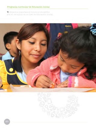 Programa curricular de Educación Inicial
V. Espacios, materiales y recursos educativos
y el rol del adulto en el nivel de Educación Inicial.
 
